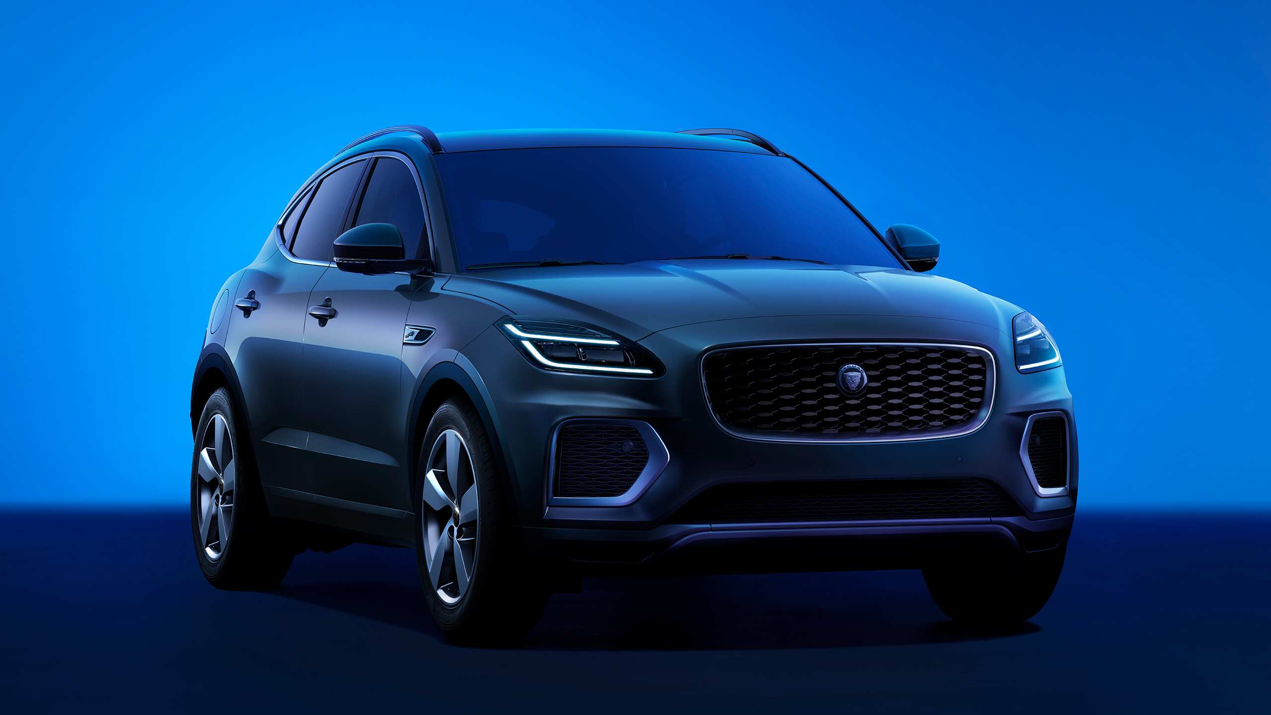 Representation of E-Pace on blue background