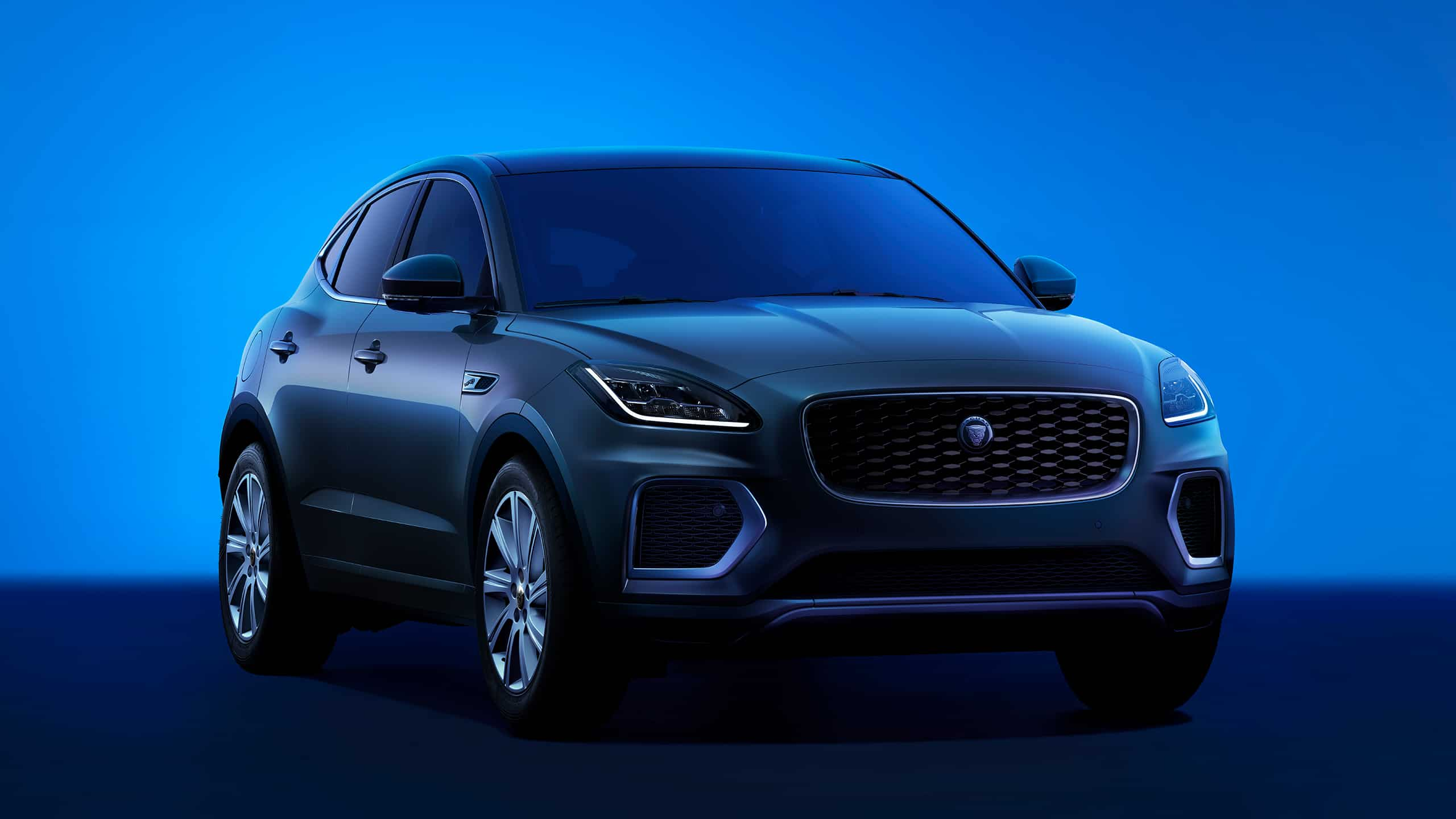 Representation of E-Pace on blue background